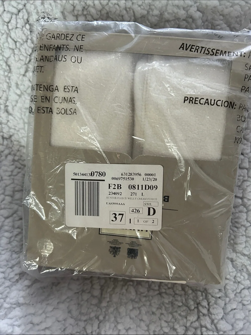 Hunter Cream Fleece Boot Socks - Neutral Cream